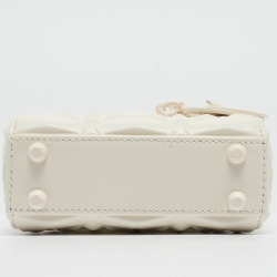 Pre Owned Dior White Diamond Cannage Leather Micro Lady Dior Tote