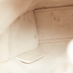 Pre Owned Dior White Diamond Cannage Leather Micro Lady Dior Tote