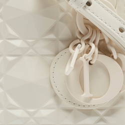 Pre Owned Dior White Diamond Cannage Leather Micro Lady Dior Tote