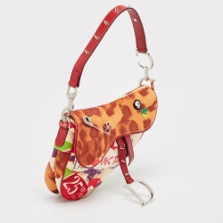 Pre Owned Dior Multicolor Printed Fabric and Leather Limited Edition 0756 Victim Saddle Bag