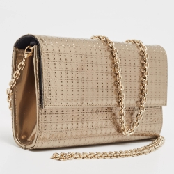 مملوكة مسبقًا محفظة بسلسلة ديور كرويزير جلد لامع ميكروكاناج ذهبي ميتاليك 