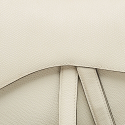 Pre Owned Dior Off White Leather Saddle Shoulder Bag