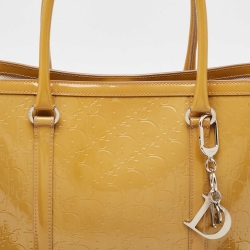 Pre Owned Dior Oblique Embossed Patent Leather Shopper Tote