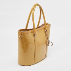 Pre Owned Dior Oblique Embossed Patent Leather Shopper Tote