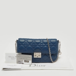 Dior Blue Cannage Leather Miss Dior Promenade Chain Clutch