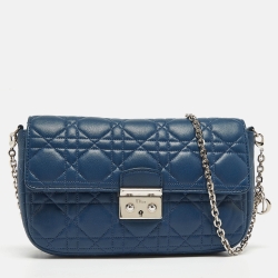 Dior Blue Cannage Leather Miss Dior Promenade Chain Clutch