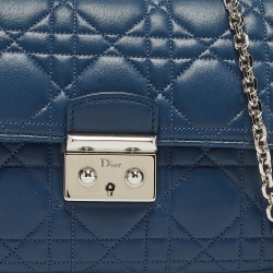Dior Blue Cannage Leather Miss Dior Promenade Chain Clutch