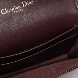Pre Owned Dior Burgundy Oblique Canvas and Leather Saddle Card Holder
