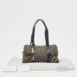 Pre Owned Dior Black Diorissimo Canvas and Leather Charms Boston Bag