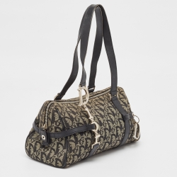 Pre Owned Dior Black Diorissimo Canvas and Leather Charms Boston Bag