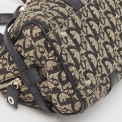 Pre Owned Dior Black Diorissimo Canvas and Leather Charms Boston Bag