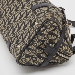 Pre Owned Dior Black Diorissimo Canvas and Leather Charms Boston Bag