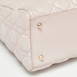 Pre Owned Dior Light Pink Cannage Leather Medium Lady Dior Tote