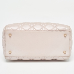 Pre Owned Dior Light Pink Cannage Leather Medium Lady Dior Tote