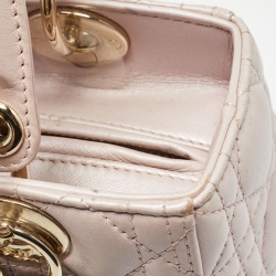 Pre Owned Dior Light Pink Cannage Leather Medium Lady Dior Tote