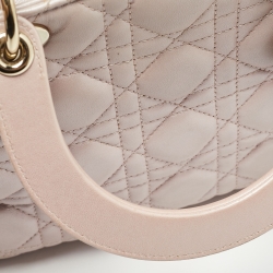 Pre Owned Dior Light Pink Cannage Leather Medium Lady Dior Tote