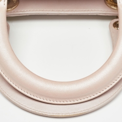 Pre Owned Dior Light Pink Cannage Leather Medium Lady Dior Tote