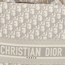 Pre Owned Dior Grey Oblique Embroidered Canvas Large Book Tote