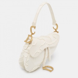 Pre Owned Dior Off White Canvas Camouflage Saddle Bag