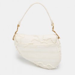 Pre Owned Dior Off White Canvas Camouflage Saddle Bag