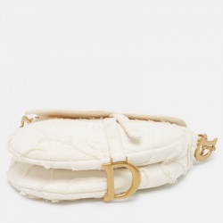 Pre Owned Dior Off White Canvas Camouflage Saddle Bag