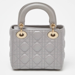 Pre Owned حقيبة يد توتس ديور ميني ليدي ديور بسلسلة جلد كاناج وردي 