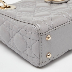 Pre Owned حقيبة يد توتس ديور ميني ليدي ديور بسلسلة جلد كاناج وردي 