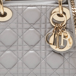 Pre Owned حقيبة يد توتس ديور ميني ليدي ديور بسلسلة جلد كاناج وردي 