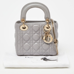 Pre Owned حقيبة يد توتس ديور ميني ليدي ديور بسلسلة جلد كاناج وردي 