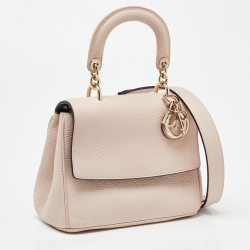 Pre Owned Dior Pale Pink Leather Mini Be Dior Flap Bag