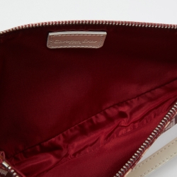 Pre Owned Dior Red/White Oblique Coated Canvas and Patent Leather Saddle Pochette 