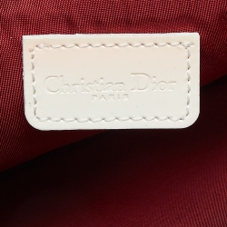 Pre Owned Dior Red/White Oblique Coated Canvas and Patent Leather Saddle Pochette 
