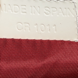 Pre Owned Dior Red/White Oblique Coated Canvas and Patent Leather Saddle Pochette 