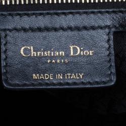 Pre Owned Dior Black Cannage Lambskin Leather Soft Lady Dior Shopping Tote