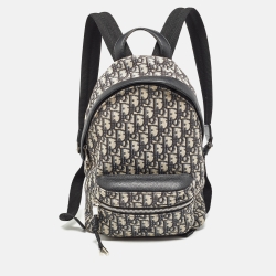 Dior Black/Beige Oblique Canvas and Leather Rider Backpack
