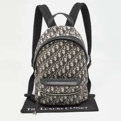 Dior Black/Beige Oblique Canvas and Leather Rider Backpack