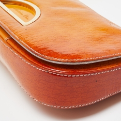 Pre Owned Dior Orange Oblique Patent Leather Vintage Malice Bag