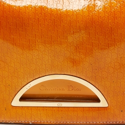 Pre Owned Dior Orange Oblique Patent Leather Vintage Malice Bag
