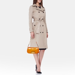 Pre Owned Dior Orange Oblique Patent Leather Vintage Malice Bag