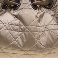 Pre Owned Dior Beige Cannage Nylon Drawstring Hobo