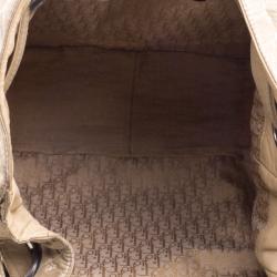 Pre Owned Dior Beige Cannage Nylon Drawstring Hobo