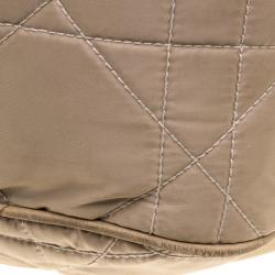 Pre Owned Dior Beige Cannage Nylon Drawstring Hobo