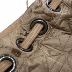 Pre Owned Dior Beige Cannage Nylon Drawstring Hobo