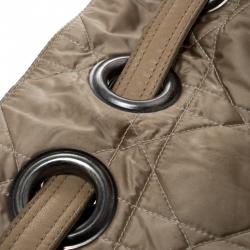 Pre Owned Dior Beige Cannage Nylon Drawstring Hobo