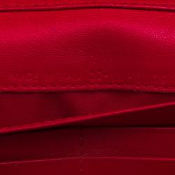 Pre Owned Dior Red Cannage Leather Wallet on Chain