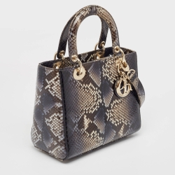 Pre Owned Dior Multicolor Python Medium Lady Dior Tote