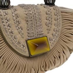 مملوكة مسبقًا Dior Beige Lambskin Plisse Pleated Top Handle Satchel