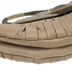 مملوكة مسبقًا Dior Beige Lambskin Plisse Pleated Top Handle Satchel