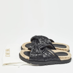 Dior Black Cannage Leather D-Twist Espadrille Sandals Size 40
