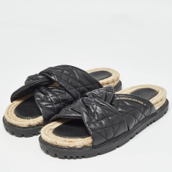 Dior Black Cannage Leather D-Twist Espadrille Sandals Size 40